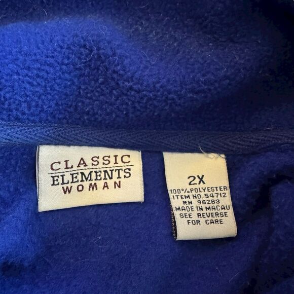 Classic Elements Woman size 2X royal blue appliquéd button front holiday fleece - Picture 9 of 10